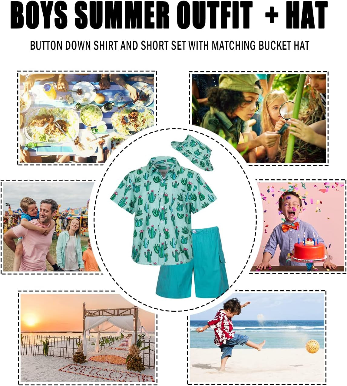 Boys Hawaiian Shirt and Short Set Summer Outfit Kids 2 Piece Festival Clothes Button down Shirts Clothes Set for Kids